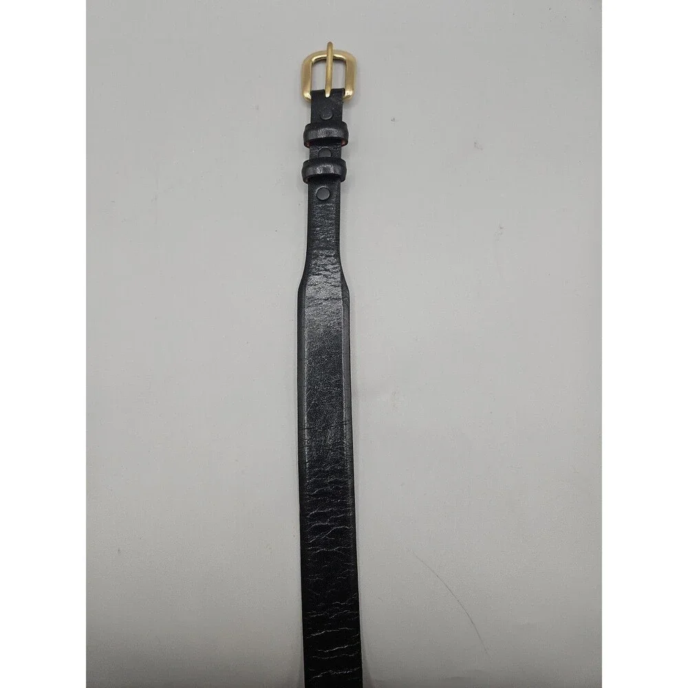 Men's Black Asian Buffalo Crescent Leather Belt Handcrafted In USA 28